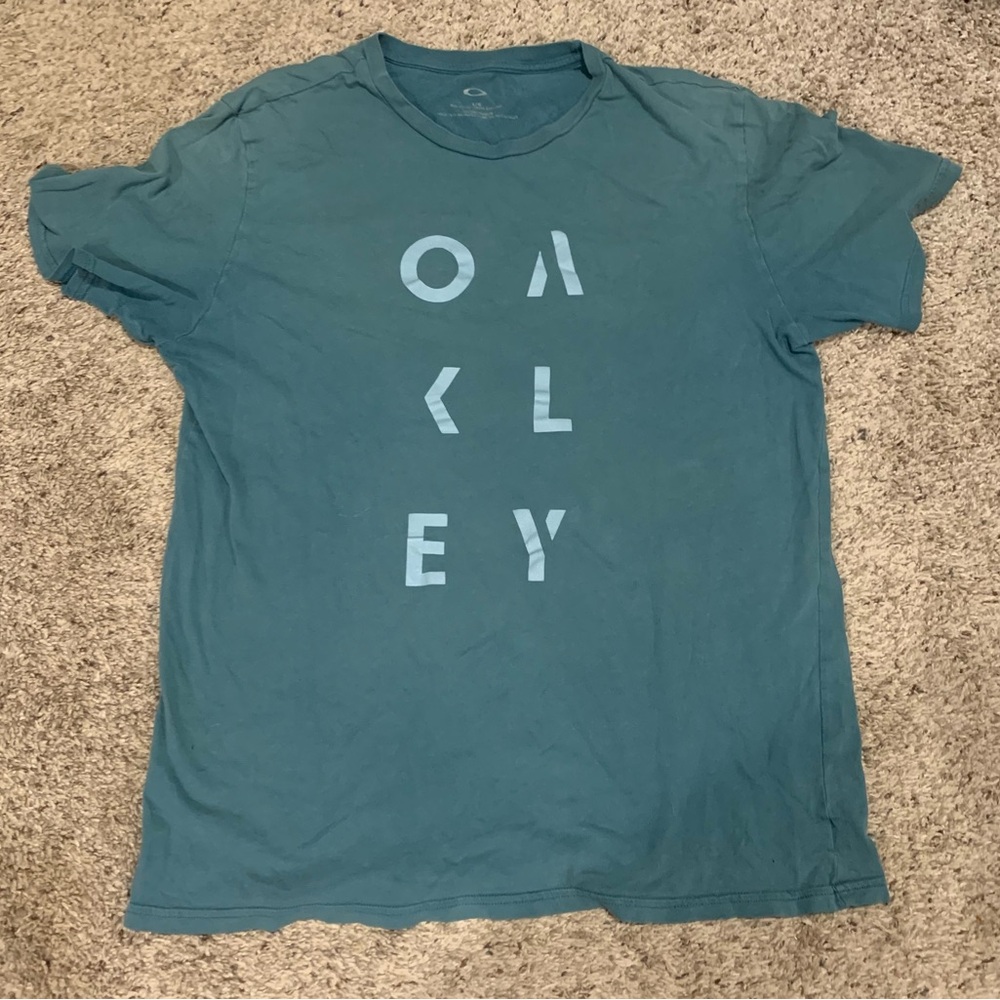 Oakley Teal Graphic Vertical Logo Short Sleeve Tee